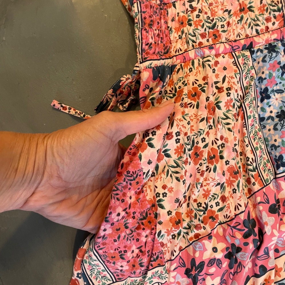 Matilda Jane Wildlife Patchwork Floral  Pink Blue Maxi Dress Flutter Sleeve Med - Picture 4 of 8